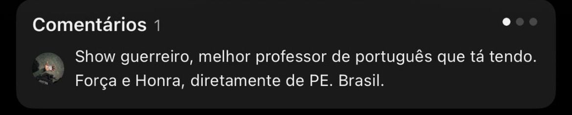 Depoimento de Aluno do Instagram